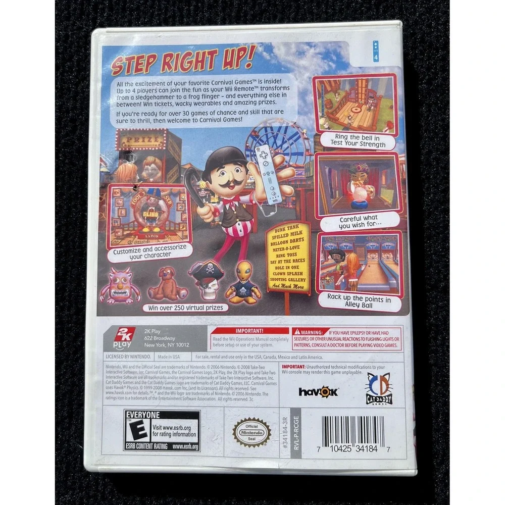 Carnival Games Nintendo Wii Video Game Complete CIB 2K‎ Play ESRB E Party Family